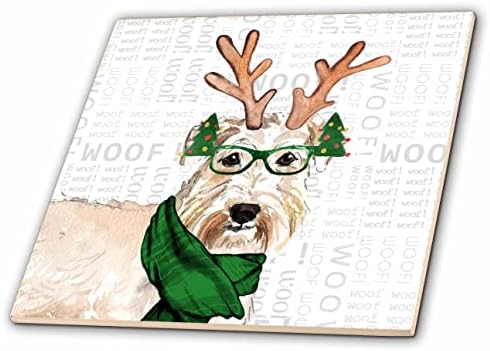3 Гарнитура от бял териер в коледно дърво коледна очила и елени всеки рог на празници - Tiles (ct_351741_1)