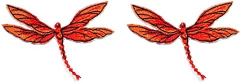 Набор от редки белите Дробове band-спин 2 бр. Оранжеви Ивици с Стрекозой, Стикер, Желязо Нашивка, Че Cartoony Лого, Якета,