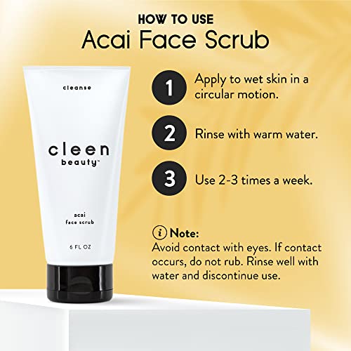 Комплект за грижа за кожата Cleen Beauty Glow Essentials | Скраб за лице с Acai + Серум с витамин С Papaya Glow Serum | Отшелушивающее