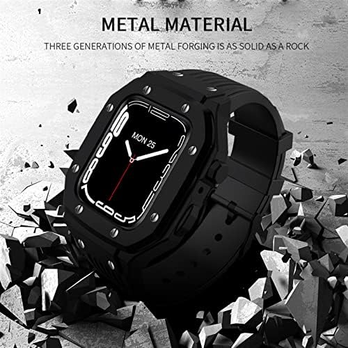 TEXUM за Apple Watch Band Series 44 мм мъжки часовник от сплав, калъф, каишка, 45 мм 42 мм, Метална Рамка, Модификация, Комплект модове, Аксесоари за iWatch Series 8 7 6 5 4 SE, калъф (Цвят: 10 мм Зл?