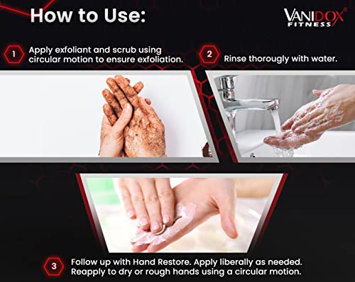 VANIDOX Спортен скраб за ръце и възстановяване - Премахва мъртвите клетки, хидратира и предпазва от изсушаване кожата