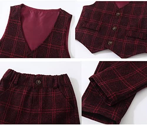 Комплекти дрехи от 3 теми за момчета Kimocat, Елегантни Ризи с дълги ръкави + Жилетка с Цвете + Панталони, Празничен Костюм