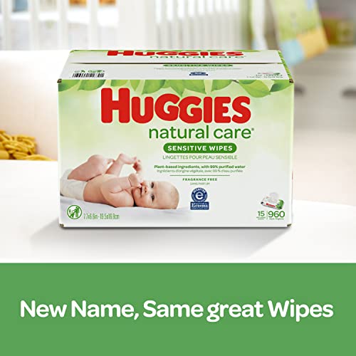 Набор от Huggies - 12 опаковки на детски пътни салфетки Natural Care без мирис 16 карата. Всяка