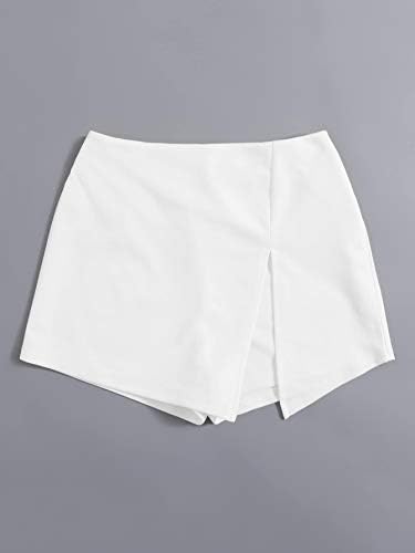 Дамски къси панталони Wream с еластичен колан и цепка отпред, шорти Skort за жени (Цвят: бял, Размер: X-Large)