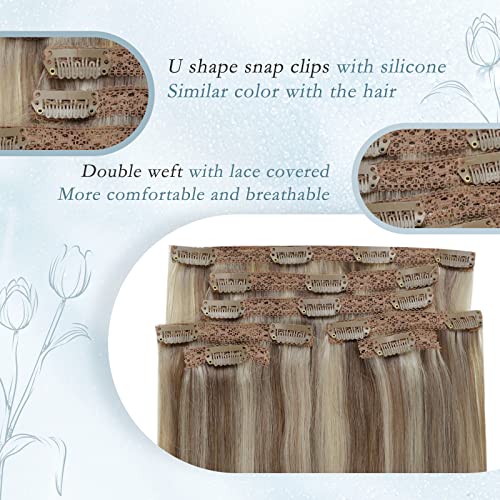 Изгодни оферти: Шнола за Коса Разширения От Истински Човешки коси Пепеляво-кафява на цвят, с отделяне на Платина Блондинка