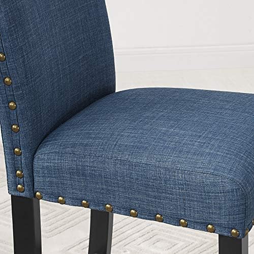 Трапезни столове от плат Roundhill Furniture Biony сиво с тапицерия от пирони, опаковки от 2