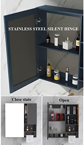 Огледален шкаф за баня NIZAME с 2 врати, Тиха панти от неръждаема стомана, с Малка закачалка за кърпи и Отворен