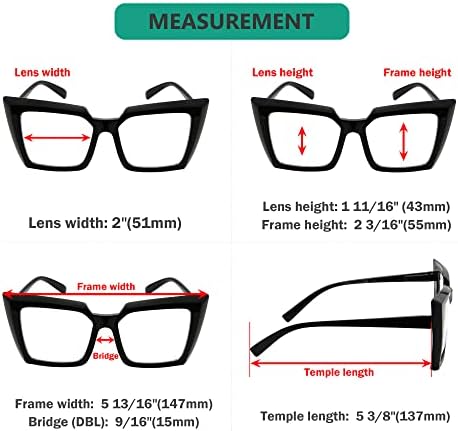 Eyekepper 5-pack Извънгабаритни Очила за четене за жени с Квадратна дизайн за четене
