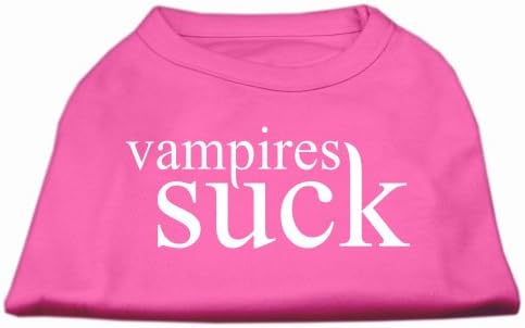 Тениска за кучета с надпис Вампирите смучат Ярко-Розова L (14)