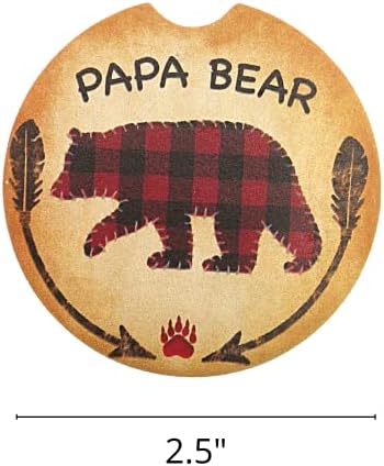 Автомобилните Поставки за напитки Papa Bear, Впитывающий Камък със Защитни елементи, поставки за чаши след Buffalo Plaid Мечките,