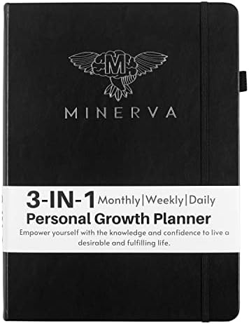 Планер личностно израстване MINERVA Premium 3-в-1. Поставяне на цели + Месечно планиране + Седмичното планиране + Ежедневното планиране (без дата). Включени 3 Черти, които вод?