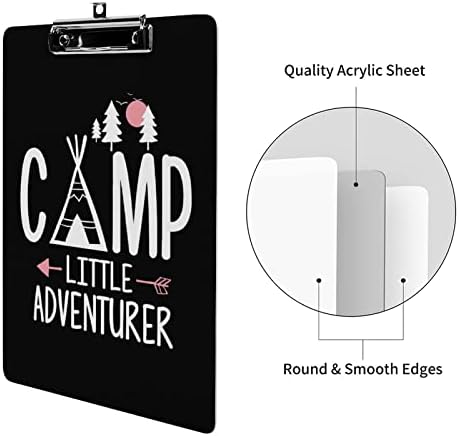 Лагер малкият търсач на приключения, акрилни клипборда, прекрасни клипове с белязана от ниско-профил метална клипсой за