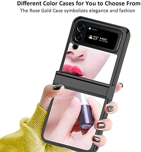 NINKI Luxury Case Съвместим калъф Galaxy Z Flip 4 със защита от пантите Rose Gold Покритие Защитно покритие за КОМПЮТЪР Калъф