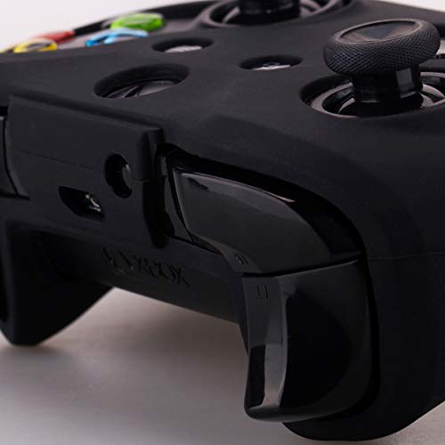 YoRHa Дебели Гумени Силиконов Калъф Skin Case с 3D Букви Масажна писалка за контролера на Xbox One S/X x 1 (черен