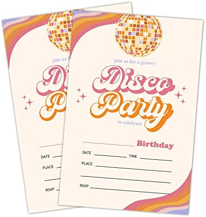 Покани, Картички за Рожден Ден LWBEO в стил Бохо в дискотека, Покани на парти, в ретро стил на дискотека, Детски Украса