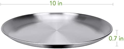 Кът чинии Dakneys Home & Living от неръждаема стомана, Комплект от 4, 10-инчови метални чинии за хранене, къмпинг,