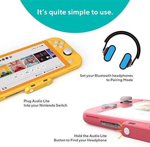 Адаптер GENKI Audio Lite Bluetooth 5.0 за Nintendo Switch /Switch Lite - Съвместим с всички слушалки БТ и Airpods, ниска забавяне благодарение на технологията aptX (Coral)