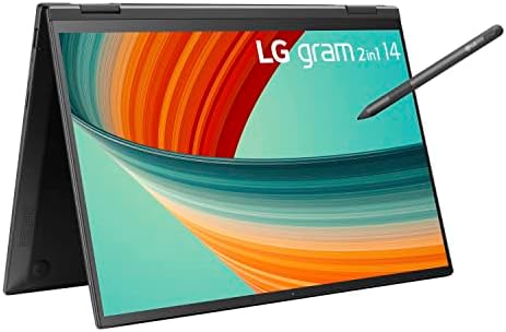 Лек лаптоп LG грам 14 2в1, платформата на Intel Core i7 Evo 13-то поколение, Windows 11 Home, 32 GB оперативна памет,