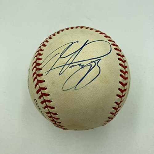 Новак на годината Лос Анджелис Доджърс, подписано бейзболен договор с Майк Пиаца Хидео Nomo JSA COA - Бейзболни топки с автографи