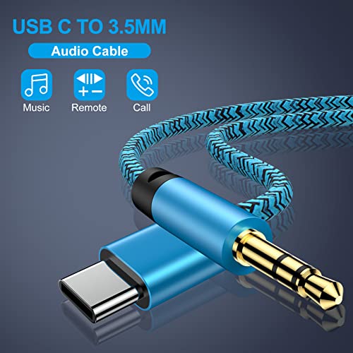 USB C до 3,5 мм Аудио Кабел Aux Jack, 2 опаковки 3,3 фута Type C до 3,5 мм, Кола Стерео Кабел за слушалки Samsung Galaxy