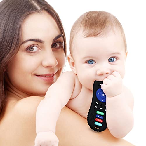 2 Опаковане на силиконови играчки за никнене на млечни зъби за деца от 6-12 месеца - Детска играчка за никнене на млечни зъби с дистанционно управление, Силикон Прорез