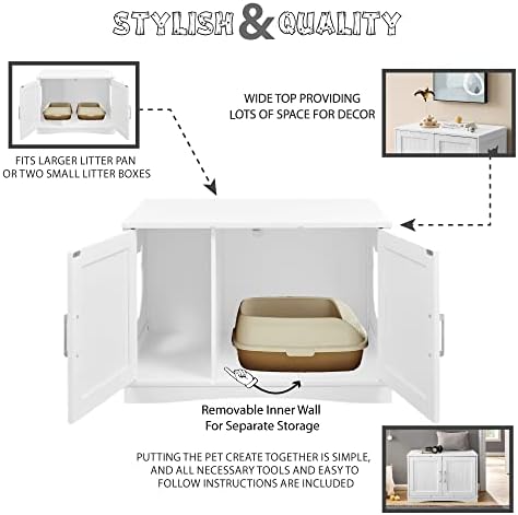 Дизайнерска Пейка за съхранение на Котешки Тоалетни, Кутия за Котешки тоалетни, Мебелен Коробчатый Къща с маса, Просторен склад,