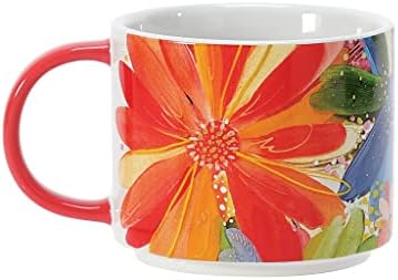 Кафеена чаша Enesco Изи и Оливър Эттави Jessi's Red Garden с цветен модел, 10 Унции, Многоцветен