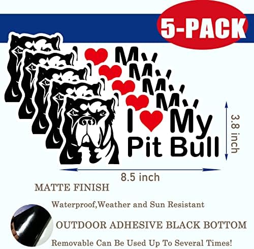 5 Опаковки I Love My Pit Bull Стикер На Колата 8,5 x 3,8 - Сменяем Знак Забавен Подарък за Бронята на Колата, Прозореца