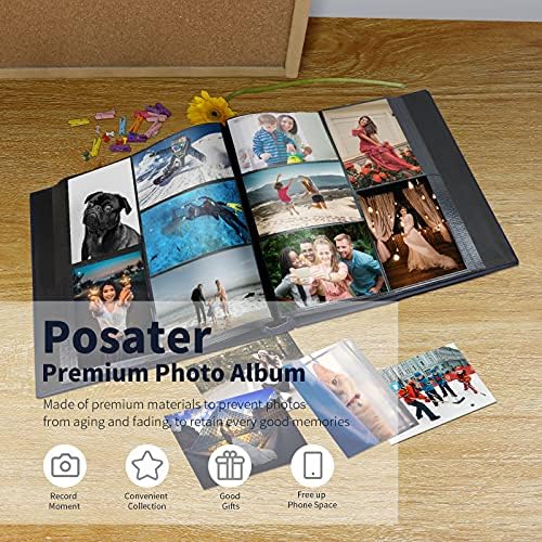 Албуми за снимки 4 x 6 Изображения 600 Хоризонтални и Вертикални Снимки, Фото албум с Много Голям Капацитет В Кожена Подвързия