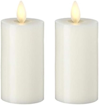 Комплект от 2 Собствени Беспламенных свещи Liown Votive: 2 свещи с Подвижни пламъци x4 Без мирис с Таймер (Слонова кост)