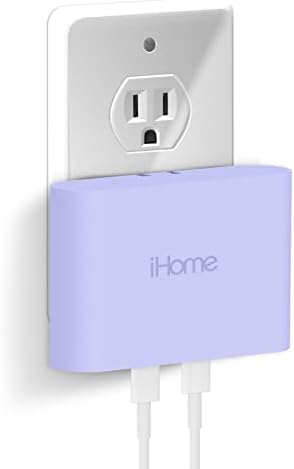 Многопортовое зарядно устройство iHome USB-C: 2-Портов Плосък блок зарядно устройство AC Pro USB C, двойно стенно зарядно