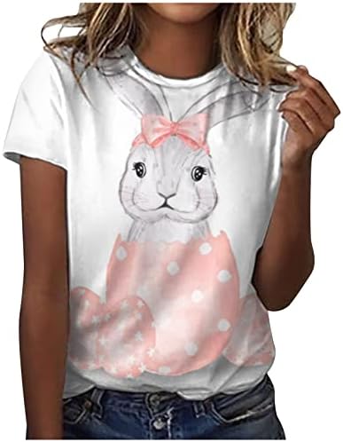Великденски Ризи за Жени, Тениски с изображение на Заек, Тениска с Хубав Модел на Заек, Лятна Ежедневни Тениска