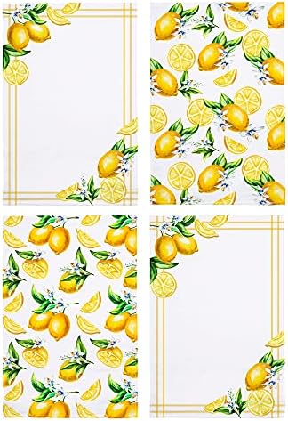 Кухненски кърпи Decorada Lemon - Комплект от 4-20 х 30 парчета - От памук - Лимонов декор за вашата кухня - Пролет-лято Кърпи за съдове в цитрусово-жълт теми с лимонови дизайнер?