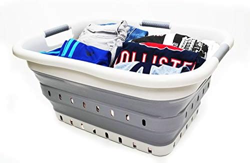 Сгъваема пластмасова кошница за дрехи SAMMART 41L с 3 дръжки - Сгъваема и Плъзгаща се Контейнер за съхранение