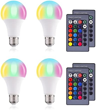 MEOGETY Led Крушки с регулируема яркост, Променящи Цвета, Led лампа E26 за осветление на настроението, Многоцветни Интелигентни електрически Крушки с дистанционно управле