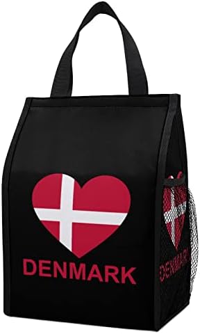 Чанта за Обяд с Принтом Love Denmark, Сгъваема Изолирано Запечатани Чанта-Тоут с Джоб, Множество Кутия-Хладилник