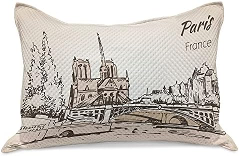 Вязаный Ватиран Калъфка Ambesonne Notre Dame de Paris, Скица от градския пейзаж на столицата на Франция,