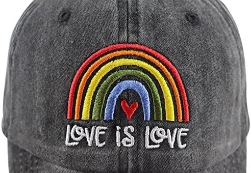 Love is Love Розова Шапка за мъже и Жени, Забавно Памучен бейзболна шапка с Бродерия на ЛГБТ-гей-прайда