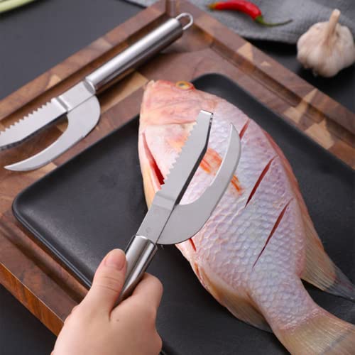Четка за отстраняване на риба с назъбени люспи от неръждаема стомана за лесно отстраняване на риба везни, Нож