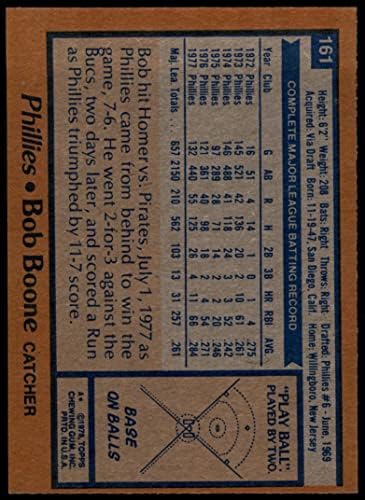1978 Topps 161 Боб Буун Филаделфия Филис (Бейзболна картичка) ТНА Филис
