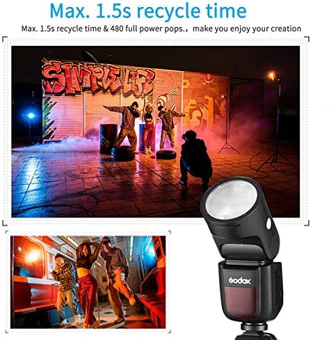Godox V1-N Светкавица Speedlite с кръгла глава, TTL 2,4 G HSS Speedlight за цифрови огледално-рефлексни фотоапарати Nikon