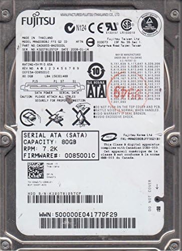 Твърд диск Fujitsu 80GB MHW2080BJ FFS G2 7200 об/мин SATA CA06855-B42500DL - ТЕСТВАН!