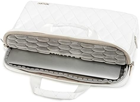 Kinmac 360-Градусная Чанта за лаптоп С пълна амортизация, Чанта за лаптоп за През рамо За MacBook Air Pro 13 инча, MacBook 14 инча и 13-14-инчов лаптоп (бял)