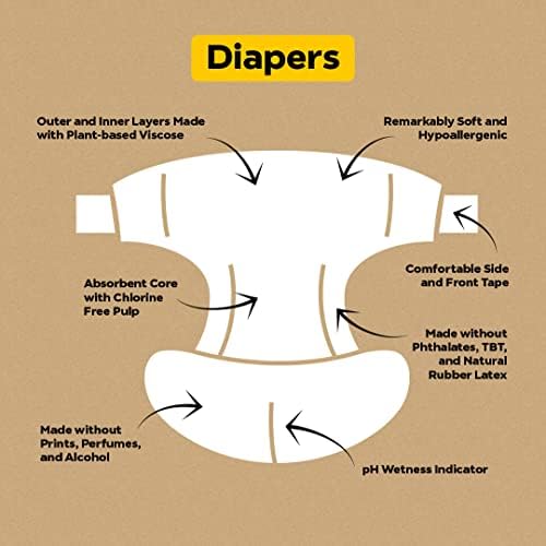 Бебешки Пелени от вискоза Dyper от Бамбук Размер на 5 + 1 пакет Мокри Кърпички | Естествени съставки|, Изработени
