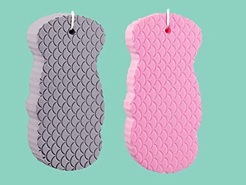 BZG 2 опаковки ексфолиращи гъби за душ за жени, Гъба за къпане, Розово-сив, 2 опаковки (1 опаковка)