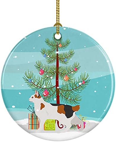 Carolin's Treasures CK4639CO1 Корейски Котка куче с подрязана опашка весела Коледа Керамично Украса, Коледни Украси,