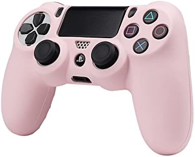 Розови скинове контролер PS4 RALAN Силиконов калъф за контролер, Съвместим с контролера PS4 Slim/PS4 Pro (Розова писалка за палеца x 6, дръжка за черепа x 2) (Камуфляжно-розово + б?