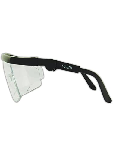 Защитни очила MAGID Y31BKAFC Gemstone Sapphire с прозрачни лещи и черни рамки (Един чифт)