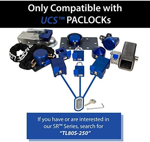 PACLOCK | Замък сцепного устройство на ремаркето UCS-80S-250 | Болт с 5/8 за 2, 2-1/2, & 3 Приемници | Неръждаема стомана | Имобилайзер устройство | 6-Пинов цилиндър