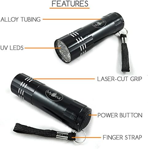 Продукти MyDeal VisiTRUTH UV Ultraviolet 9 led джобен фенер Blacklight с батерии за проверка на идентичността /